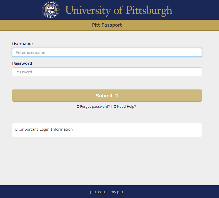 Fake Pitt Passport login page Fake Pitt Passport login page