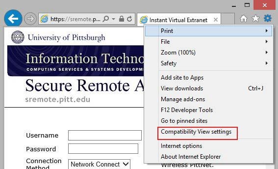 compatibility view settings