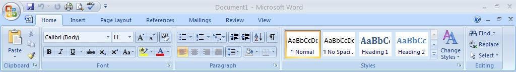 Office 2007 Word Ribbon Home Features