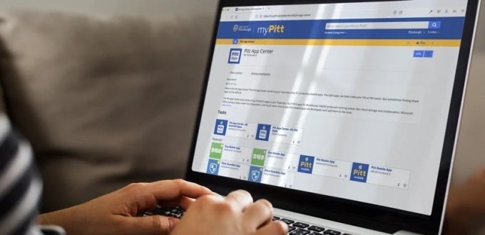 Pitt App Center on a laptop screen