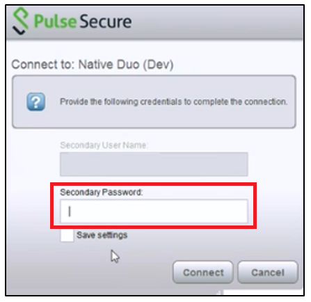 Pulse Secondary Password