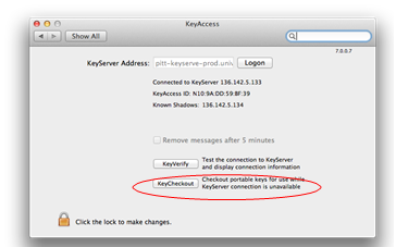 KeyAccess Pop-up with KeyCheckout Highlighted