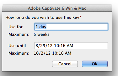 Software Use Duration Pop-up