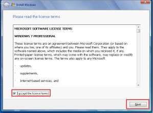 Tangkapan layar instalasi Windows 7 5