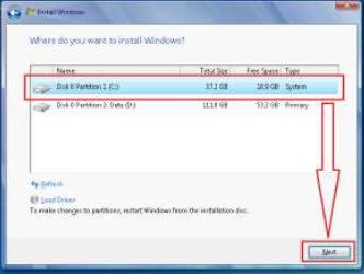 Tangkapan layar instalasi Windows 7 7