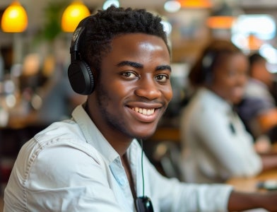 AI-generated image young man working as help desk operator